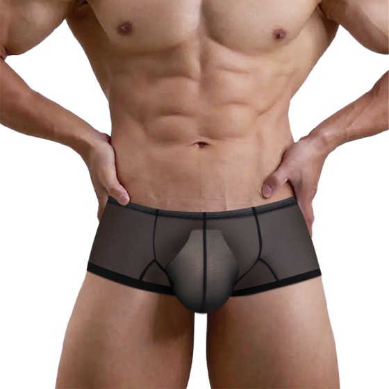 Men\'s ultra-thin ice silk straight-leg pants, four-corner pants, breathable solid color, simple and easy to lift the buttocks, transparent